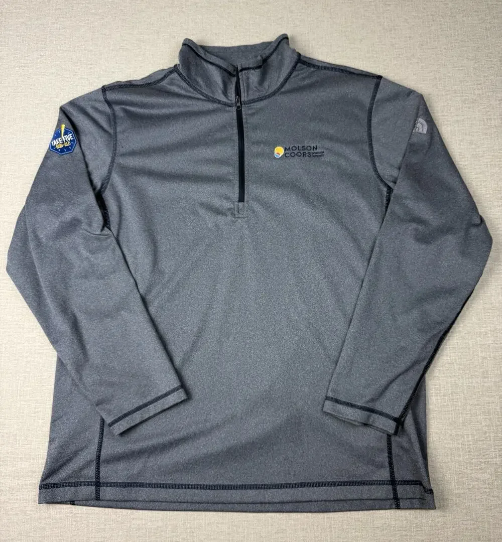 The North Face Molson Coors 1/4 Zip Pullover Men’s XL Gray Beer Promo Fleece
